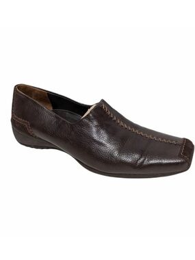 PAUL GREEN Mundchen Brown Leather Stitched Square Toe Loafers 7.5
